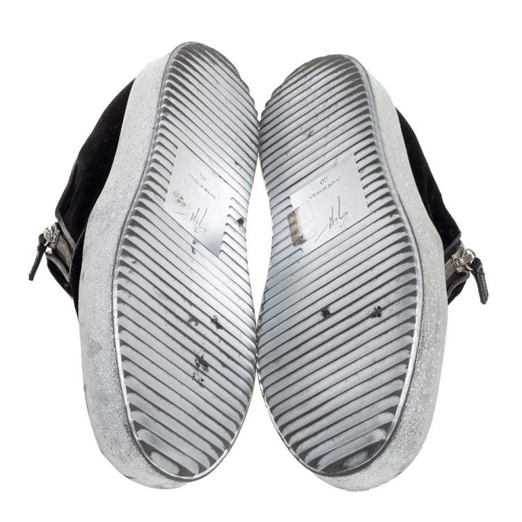 Pre Owned Giuseppe Zanotti Black Velvet Eve Slip On Sneakers Size 40