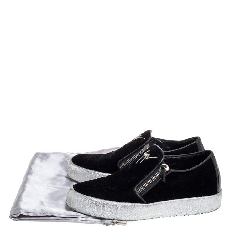 Pre Owned Giuseppe Zanotti Black Velvet Eve Slip On Sneakers Size 40