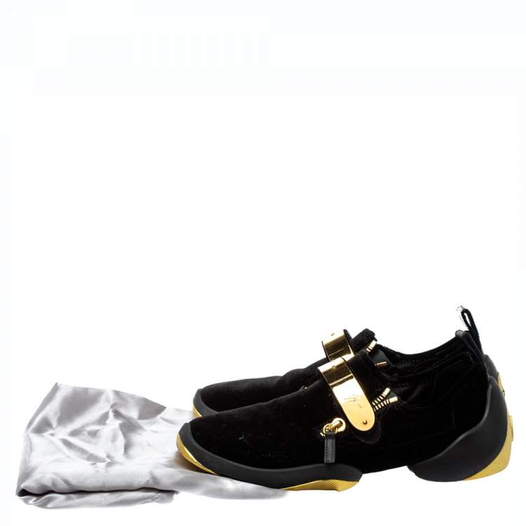Pre Owned Giuseppe Zanotti Black Velvet Light Jump Lt2 Sneakers Size 43