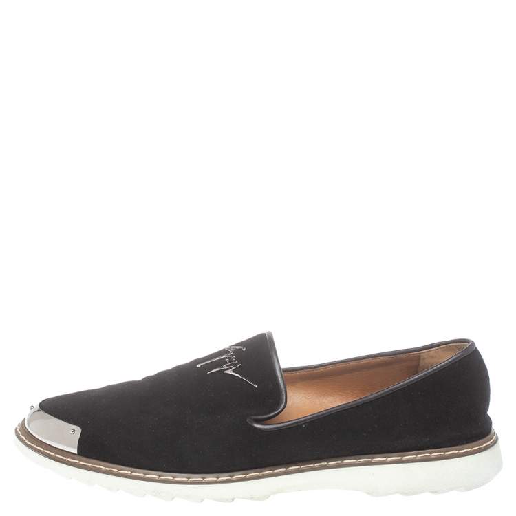 Pre Owned Giuseppe Zanotti Black Suede Leather Smoking Slippers Size 43