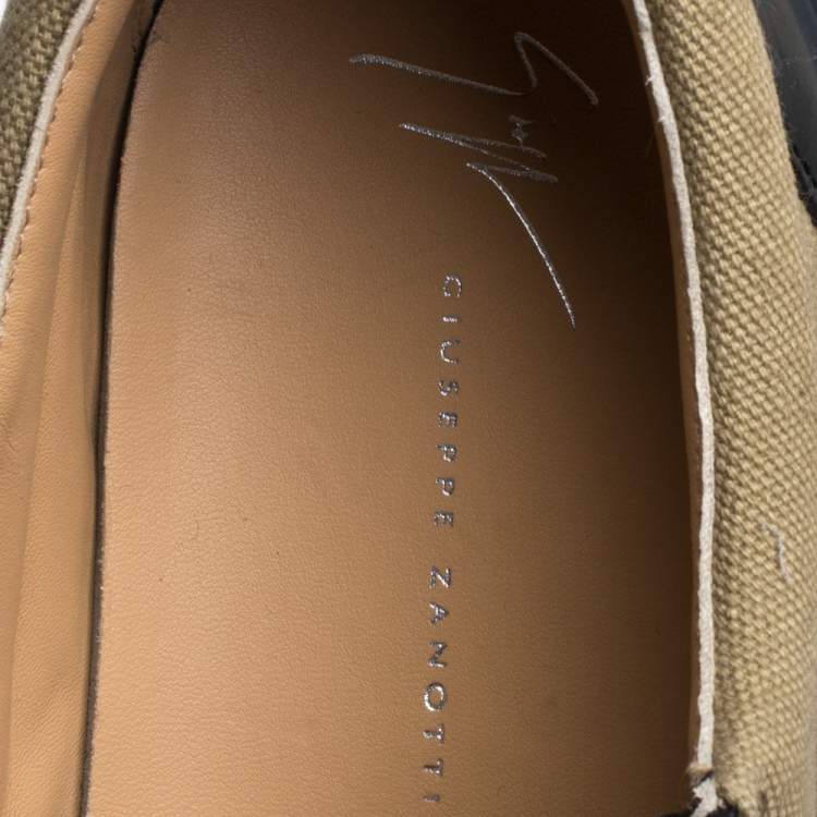 Pre Owned Giuseppe Zanotti Beige/Black Canvas And Leather Foxy London Sneakers Size 41
