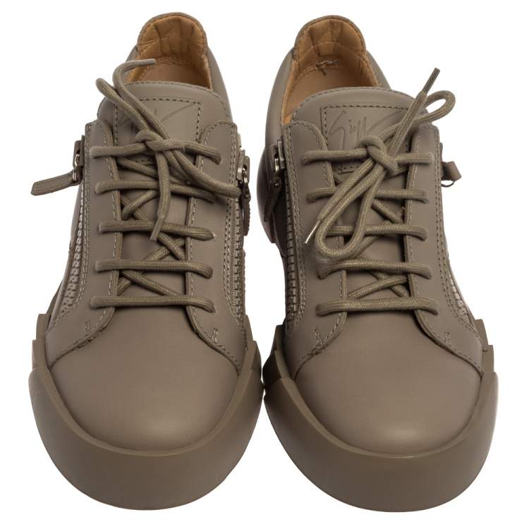 Pre Owned Giuseppe Zanotti Grey Leather Frankie Low Top Sneakers Size 40