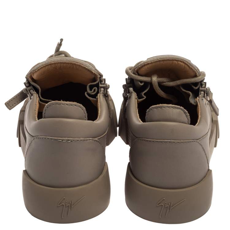 Pre Owned Giuseppe Zanotti Grey Leather Frankie Low Top Sneakers Size 40