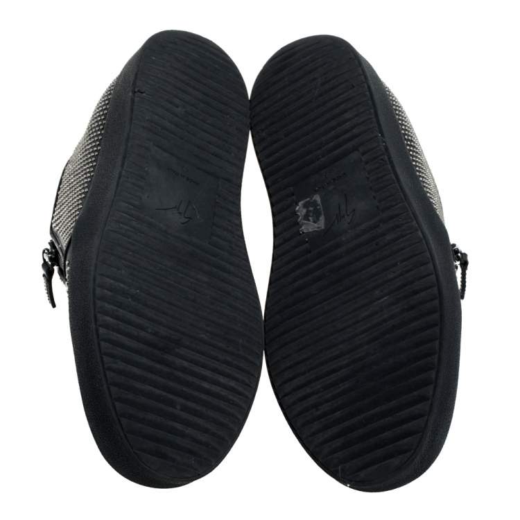 Pre Owned Giuseppe Zanotti Black Studded Leather Eve Slip On Sneakers Size 43