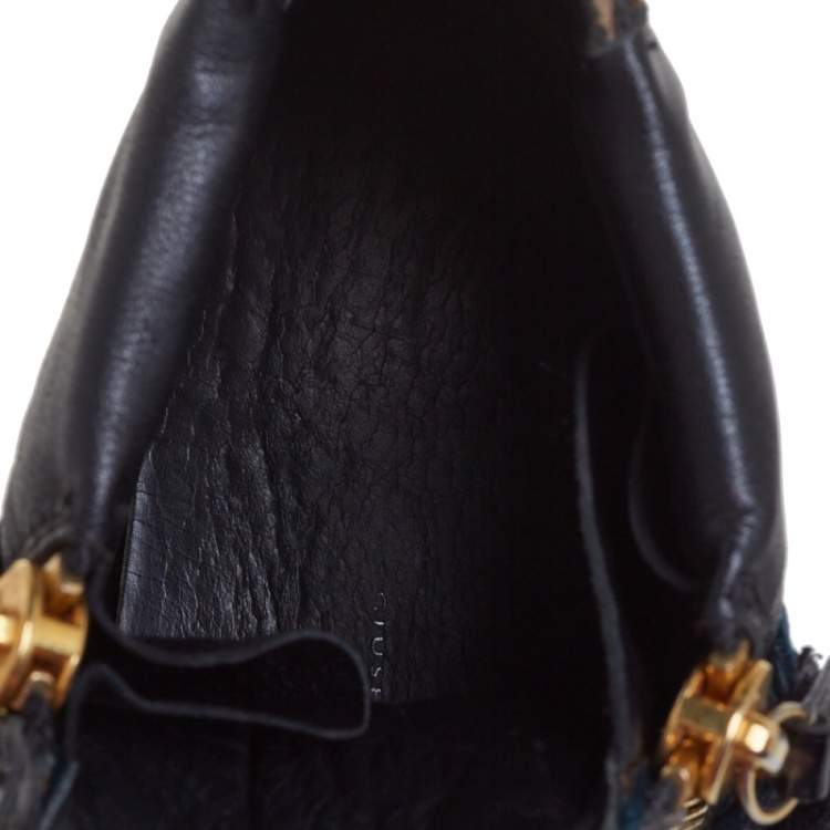 Pre Owned Giuseppe Zanotti Dark Green/Gold Velvet And Leather Double Bar High Top Sneakers Size 40