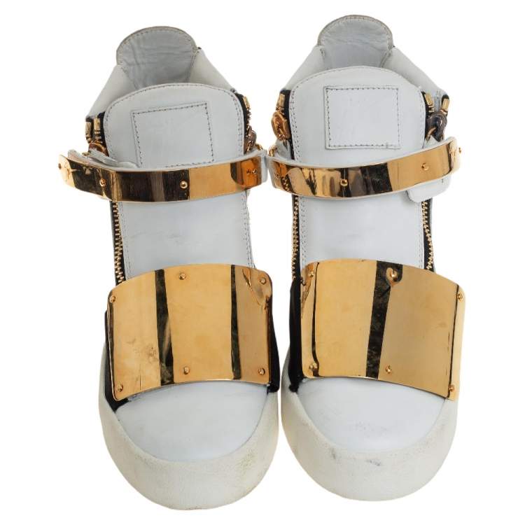 Pre Owned Giuseppe Zanotti White Leather High Top Sneakers Size 40