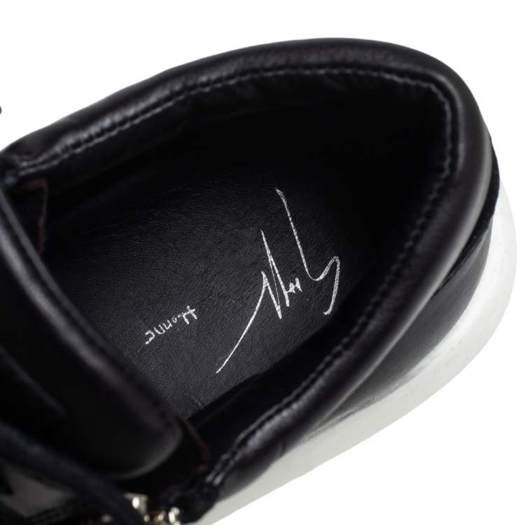 Pre Owned Giuseppe Zanotti Black Leather, Mesh Side Zip Sneakers Size 42