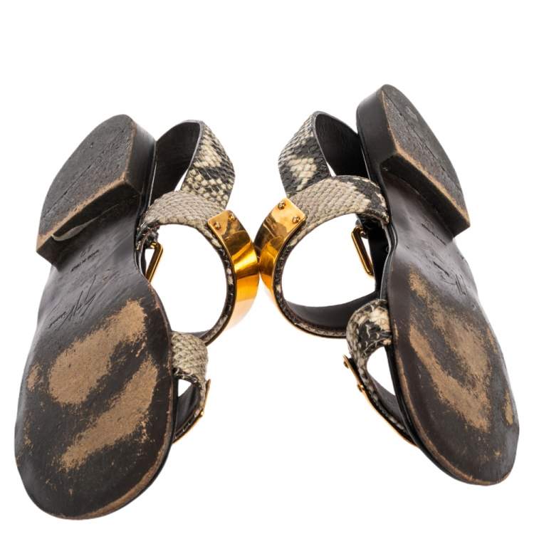 Pre Owned Giuseppe Zanotti Two Tone Python Leather Zak Slingback Sandals Size 42 