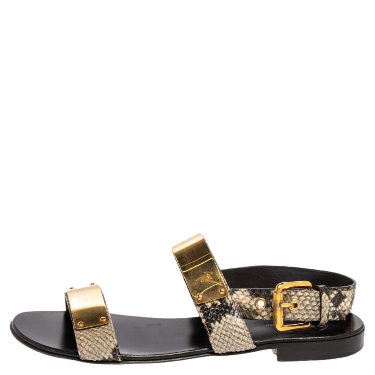 Pre Owned Giuseppe Zanotti Two Tone Python Leather Zak Slingback Sandals Size 42 