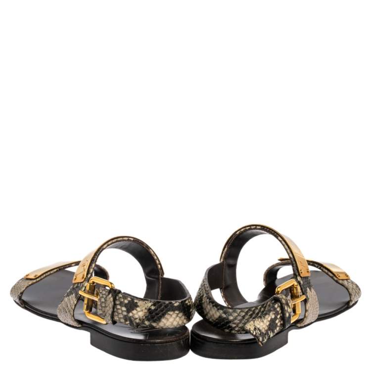 Pre Owned Giuseppe Zanotti Two Tone Python Leather Zak Slingback Sandals Size 42 