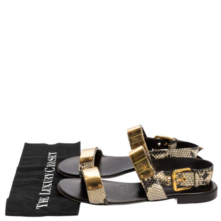 Pre Owned Giuseppe Zanotti Two Tone Python Leather Zak Slingback Sandals Size 42 