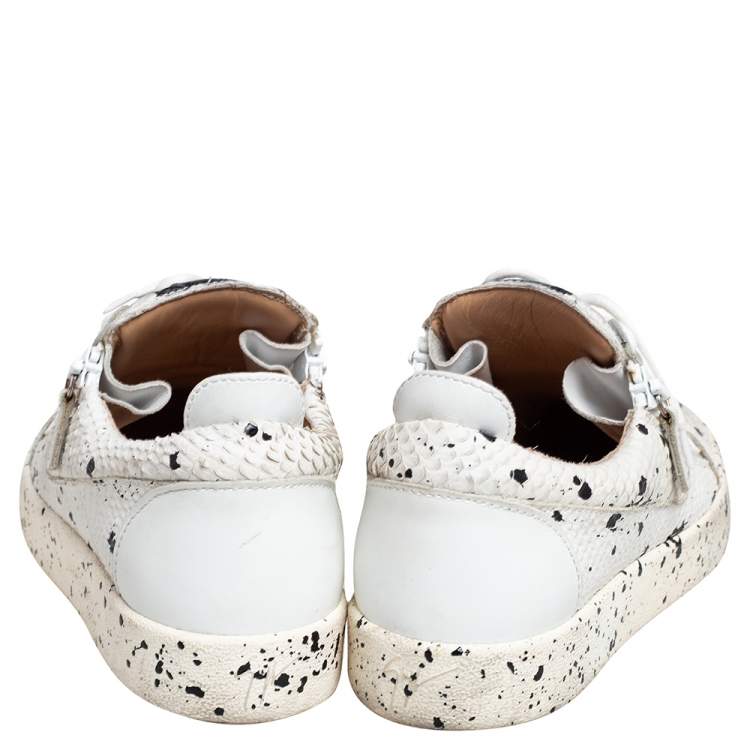 Pre Owned Giuseppe Zanotti White Python Embossed Leather May London Low Top Sneakers Size 41