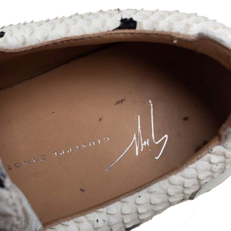 Pre Owned Giuseppe Zanotti White Python Embossed Leather May London Low Top Sneakers Size 41