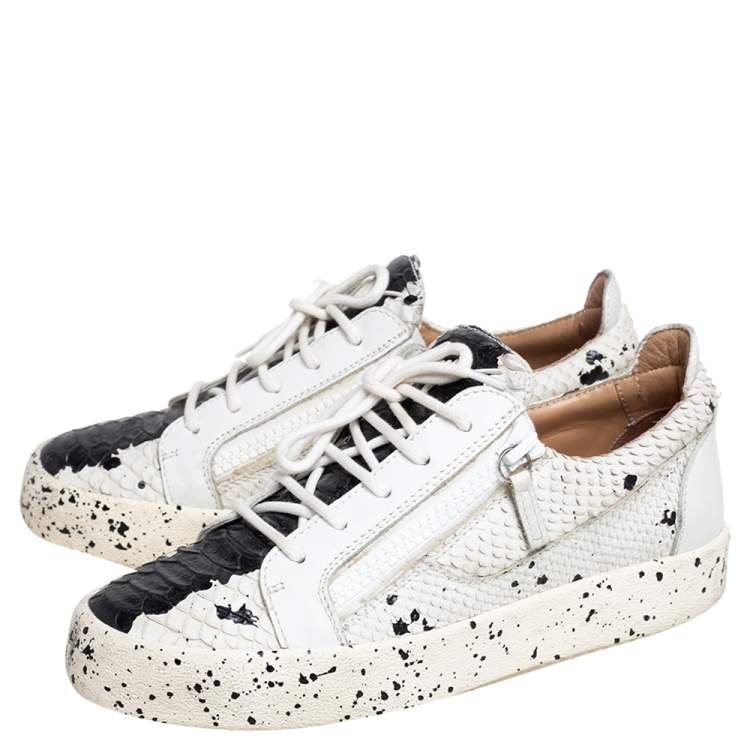 Pre Owned Giuseppe Zanotti White Python Embossed Leather May London Low Top Sneakers Size 41