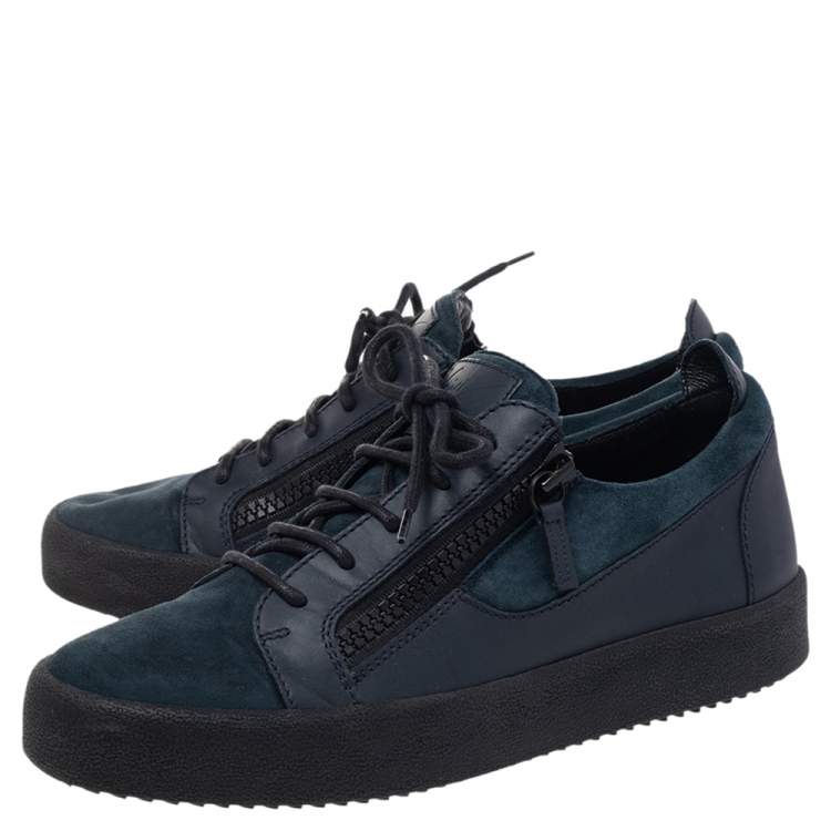 Pre Owned Giuseppe Zanotti Blue Suede And Leather Dona Low Top Sneakers Size 42