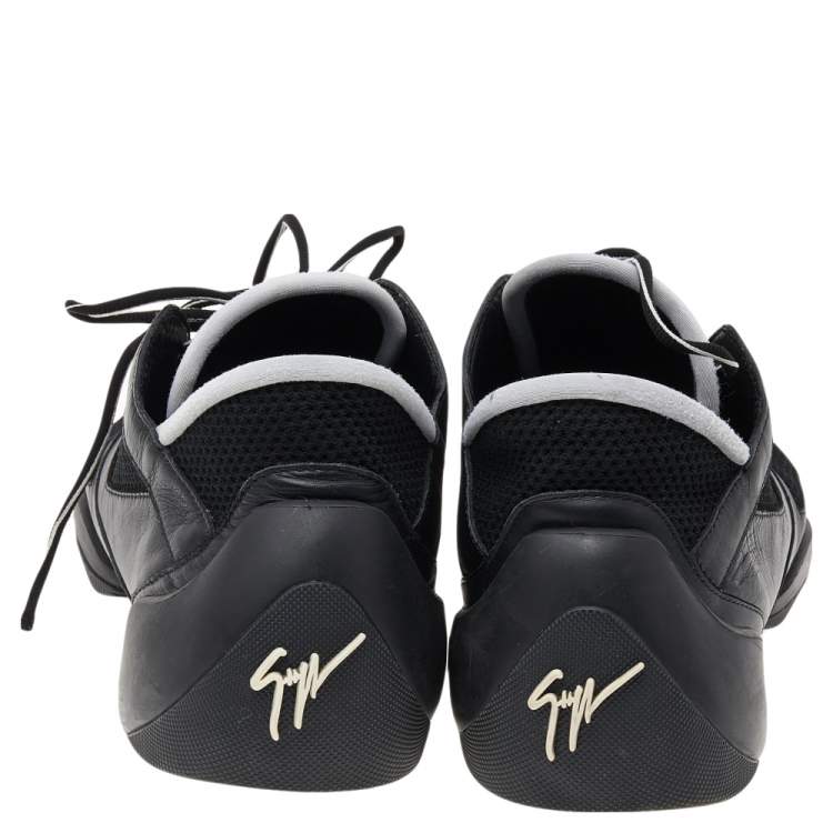 Pre Owned Giuseppe Zanotti Black Mesh And Leather Low Top Sneakers Size 44