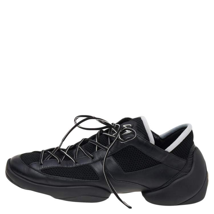 Pre Owned Giuseppe Zanotti Black Mesh And Leather Low Top Sneakers Size 44