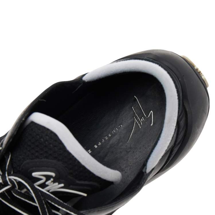 Pre Owned Giuseppe Zanotti Black Mesh And Leather Low Top Sneakers Size 44