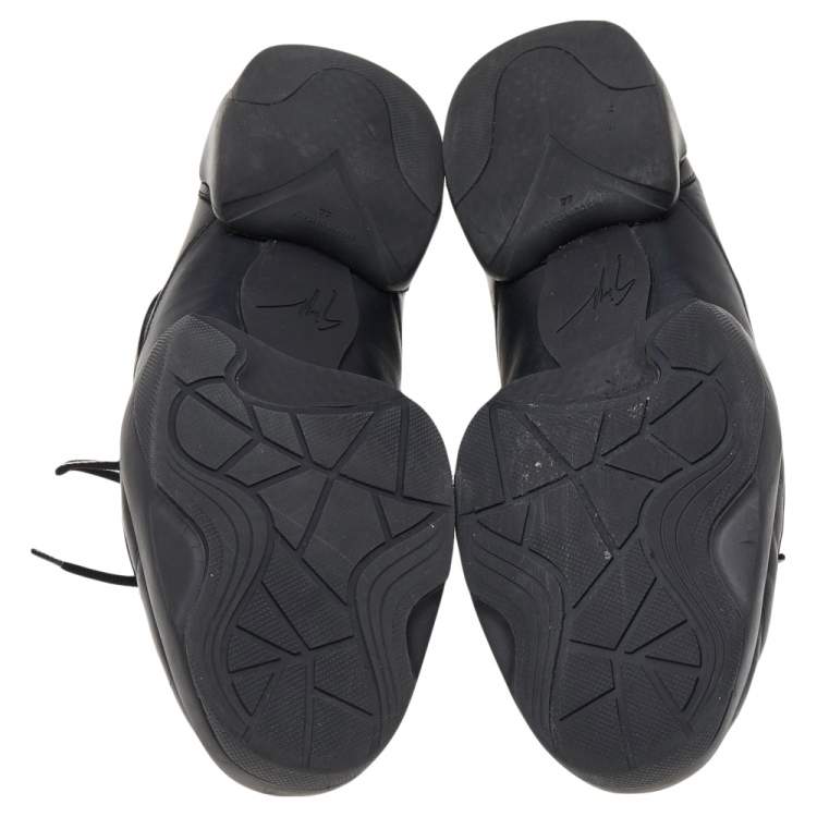 Pre Owned Giuseppe Zanotti Black Mesh And Leather Low Top Sneakers Size 44