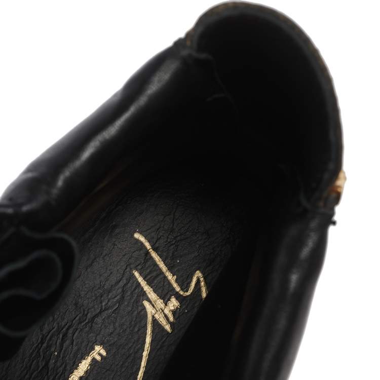 Pre Owned Giuseppe Zanotti Black  Leather Metal Studded Accent High Top Sneakers Size 42