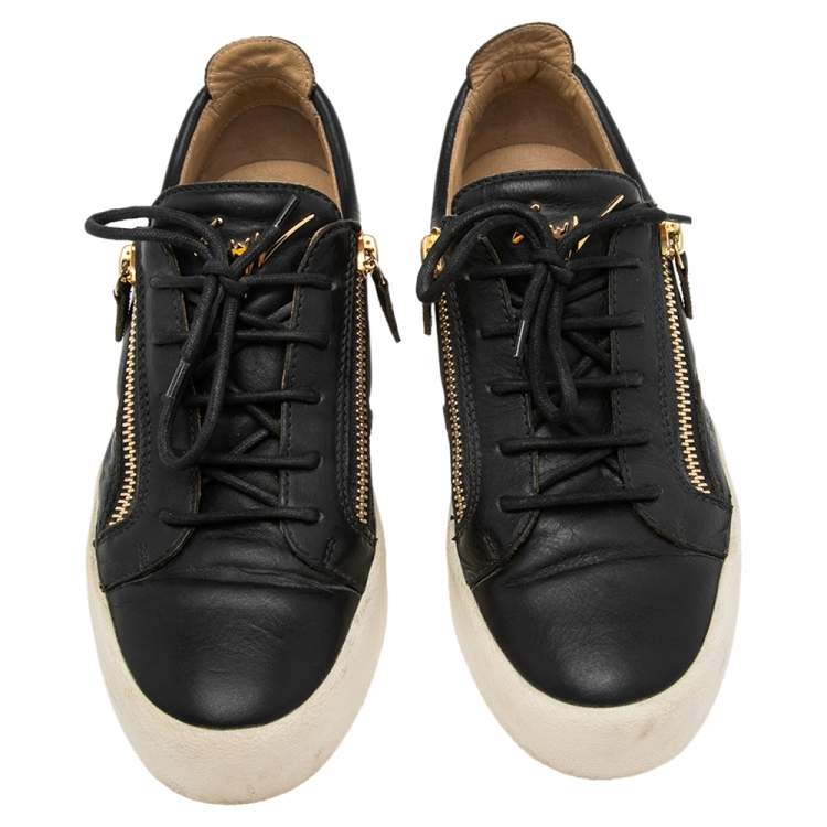 Pre Owned Giuseppe Zanotti Black Leather Frankie Sneakers Size 42 
