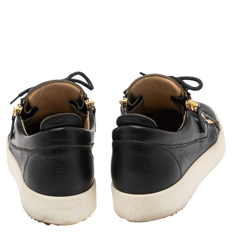 Pre Owned Giuseppe Zanotti Black Leather Frankie Sneakers Size 42 
