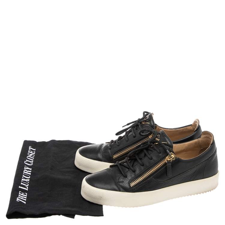 Pre Owned Giuseppe Zanotti Black Leather Frankie Sneakers Size 42 