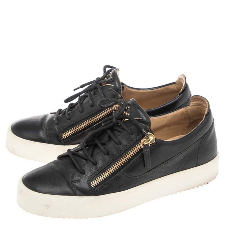 Pre Owned Giuseppe Zanotti Black Leather Frankie Sneakers Size 42 