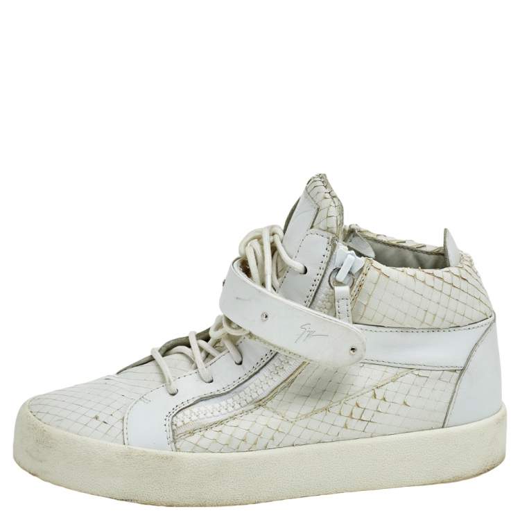 Giuseppe Zanotti White Python Embossed Leather Coby High Top Giuseppe Zanotti White Python Embossed Leather Coby High Top
