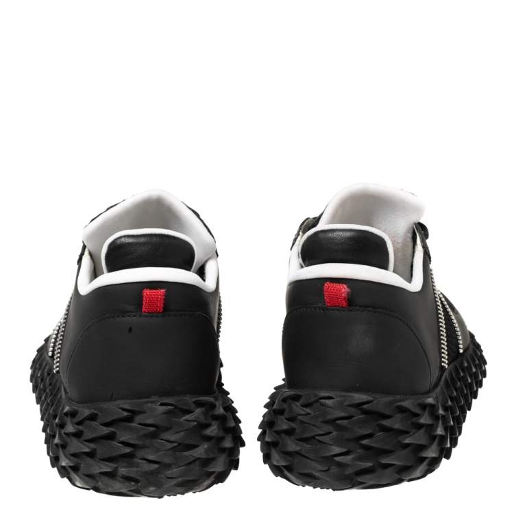 Pre Owned Giuseppe Zanotti Black Leather and Mesh Urchin Sneaker Size 42