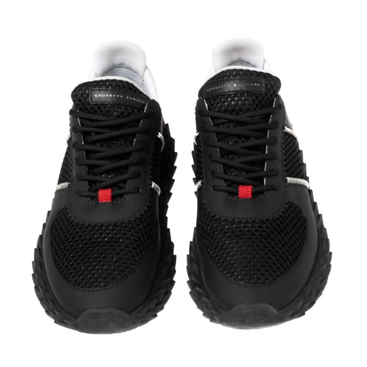 Pre Owned Giuseppe Zanotti Black Leather and Mesh Urchin Sneaker Size 42