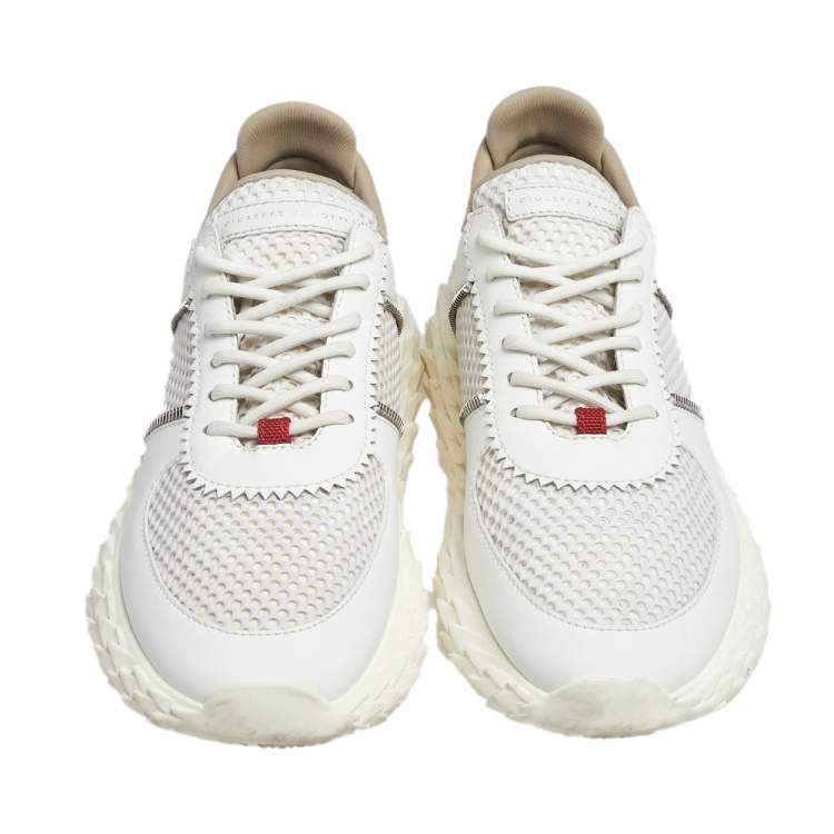 Pre Owned Giuseppe Zanotti White Leather and Mesh Urchin Sneaker Size 42