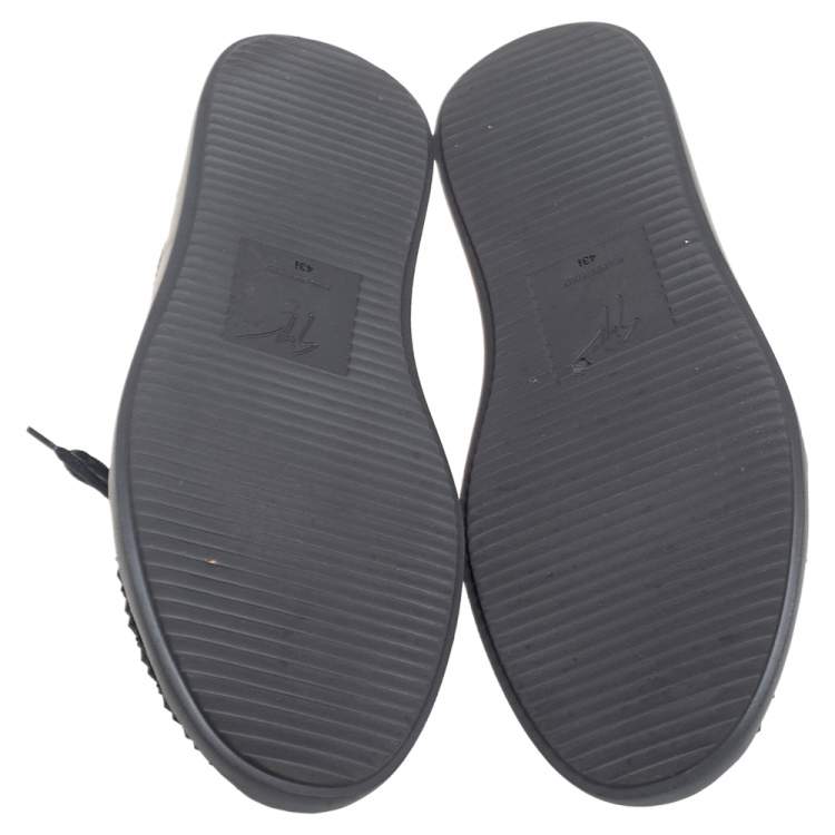 Pre Owned Giuseppe Zanotti Black Fabric And Leather Slip On Sneakers Size 43.5