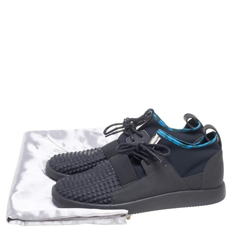 Pre Owned Giuseppe Zanotti Black Fabric And Leather Slip On Sneakers Size 43.5