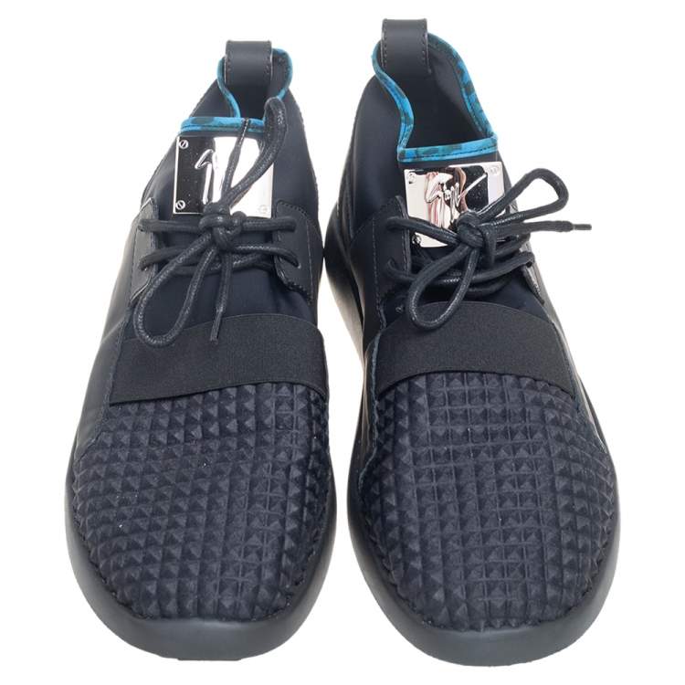 Pre Owned Giuseppe Zanotti Black Fabric And Leather Slip On Sneakers Size 43.5