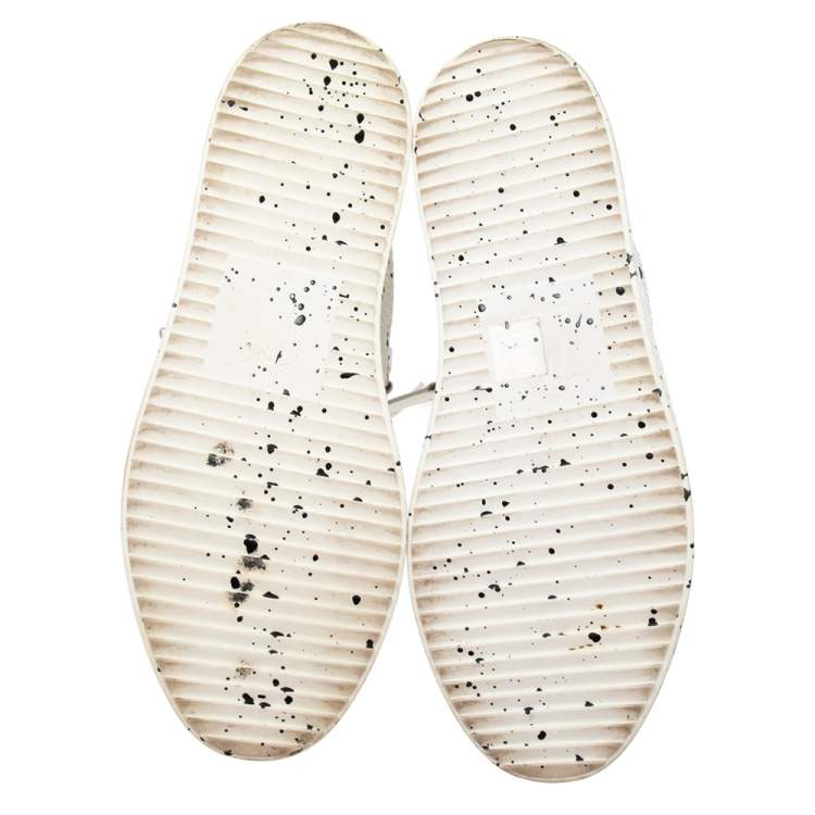 Pre Owned Giuseppe Zanotti White/Black Python Embossed Leather Double Sketch Sneakers Size 40