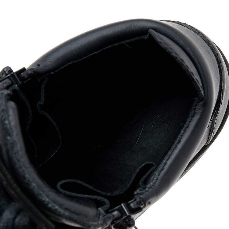 Pre Owned Giuseppe Zanotti Black Leather Double Zipper High Top Sneakers Size 40