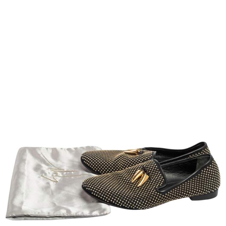 Pre Owned Giuseppe Zanotti Black Studded Smoking Slippers Size 43