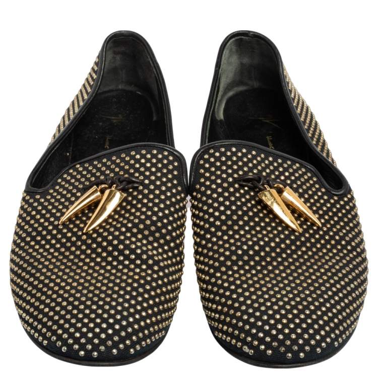 Pre Owned Giuseppe Zanotti Black Studded Smoking Slippers Size 43