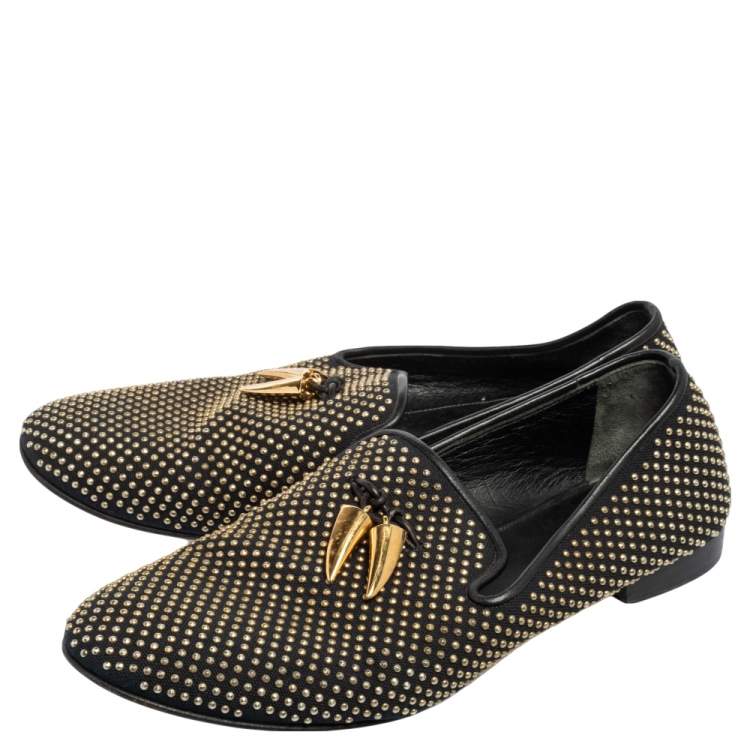 Pre Owned Giuseppe Zanotti Black Studded Smoking Slippers Size 43