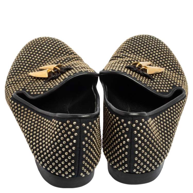 Pre Owned Giuseppe Zanotti Black Studded Smoking Slippers Size 43
