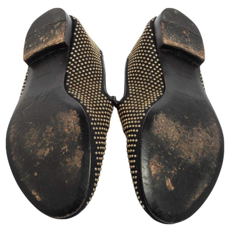 Pre Owned Giuseppe Zanotti Black Studded Smoking Slippers Size 43