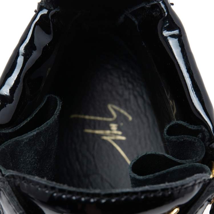 Pre Owned Giuseppe Zanotti Black Patent Leather London High-Top Sneakers Size 40