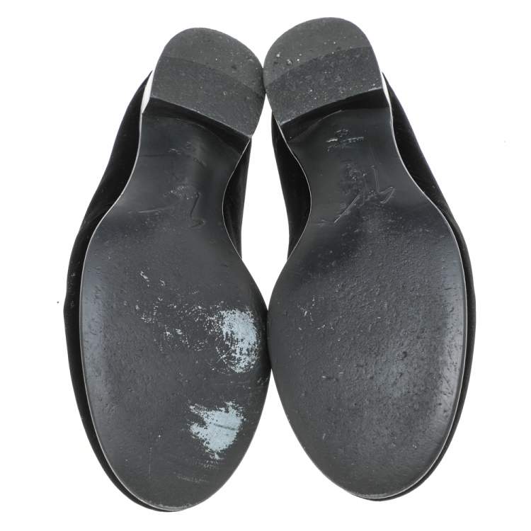 Pre Owned Giuseppe Zanotti Black Velvet Slip On Smoking Slippers Size 42
