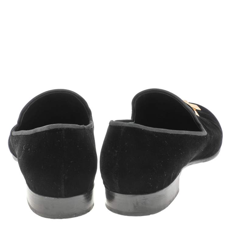 Pre Owned Giuseppe Zanotti Black Velvet Slip On Smoking Slippers Size 42
