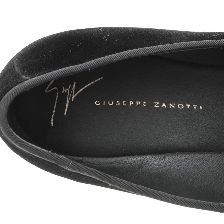 Pre Owned Giuseppe Zanotti Black Velvet Slip On Smoking Slippers Size 42