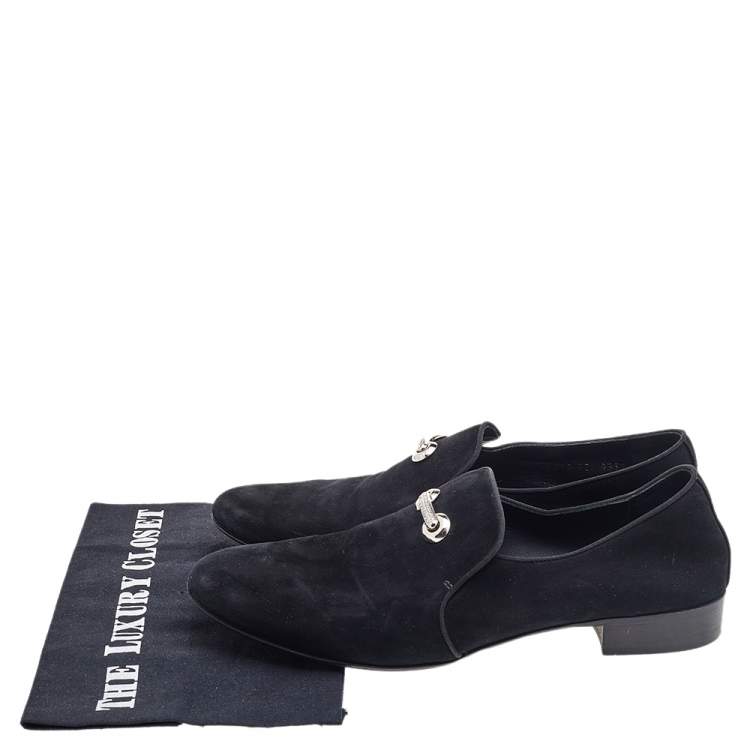 Pre Owned Giuseppe Zanotti Black Suede Slip On Smoking Slippers Size 42