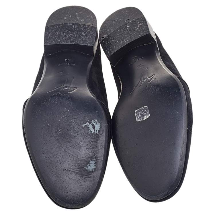 Pre Owned Giuseppe Zanotti Black Suede Slip On Smoking Slippers Size 42