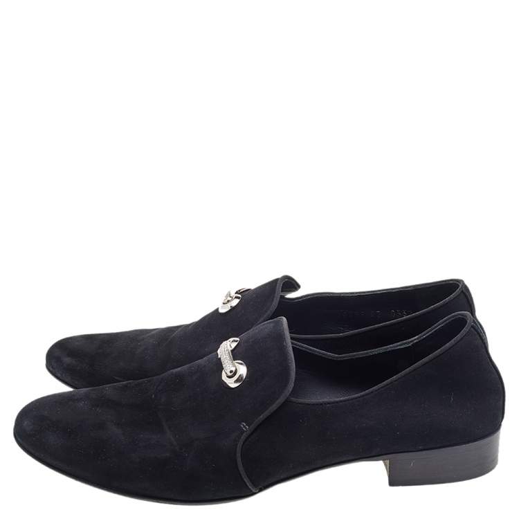 Pre Owned Giuseppe Zanotti Black Suede Slip On Smoking Slippers Size 42