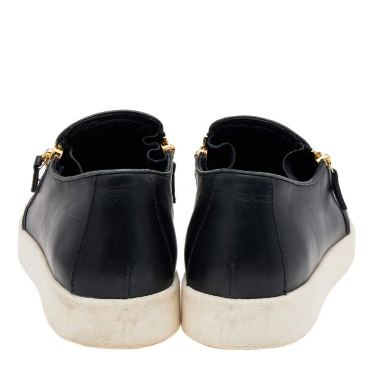 Pre Owned Giuseppe Zanotti Black Leather Eve Slip On Sneakers Size 43